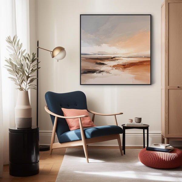 Terracotta Flow - Framed Rust Abstract Wall Art