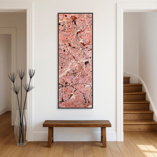 Tall Pink Hallway Wall Art - Framed Blush Abstract for Hall