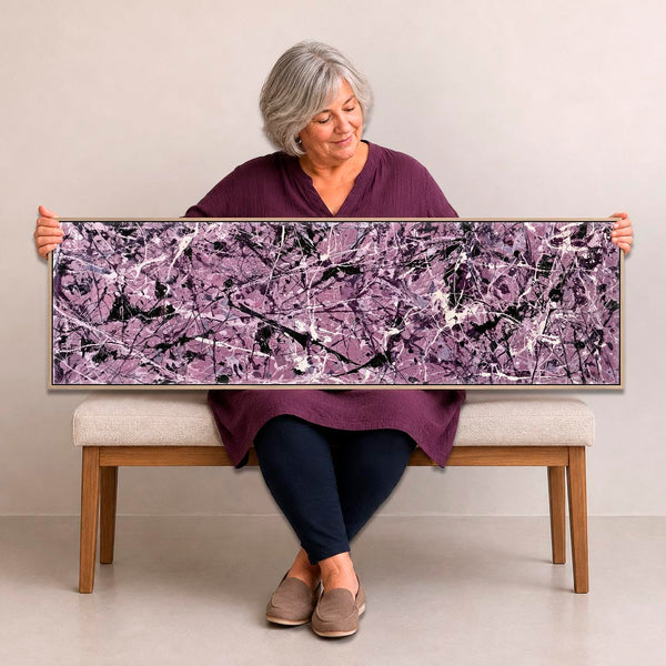 Wide Bedroom Wall Art Canvas Framed Mauve over Bed XL Artwork