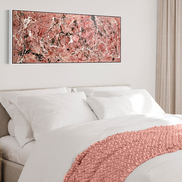 Wide Bedroom Wall Art Canvas Framed Blush Artwork for over Bed