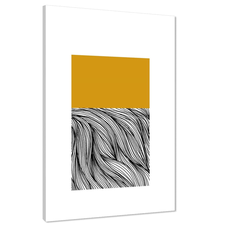 Abstract Mustard Yellow Black Rothko Inspired Style Canvas Wall Art Print - 1RP1138M