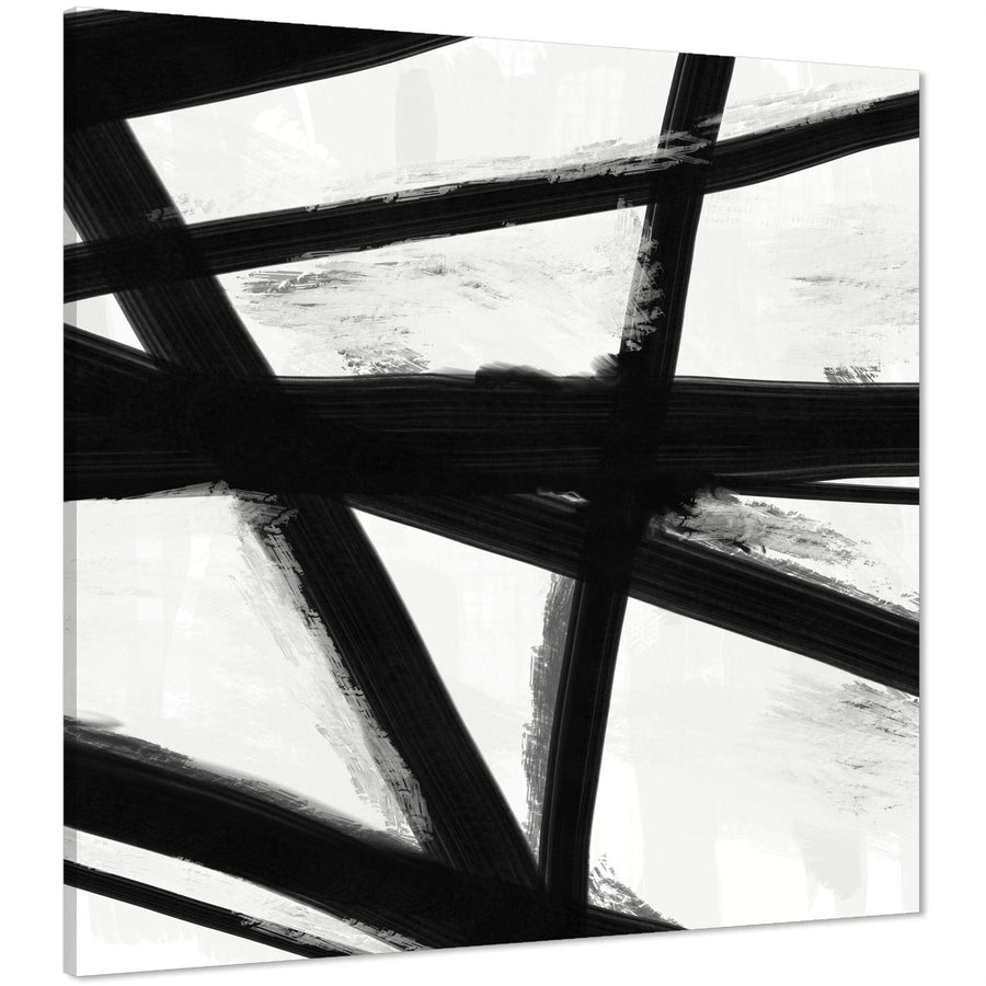 Abstract Black and White Gestural Painting Canvas Art Pictures