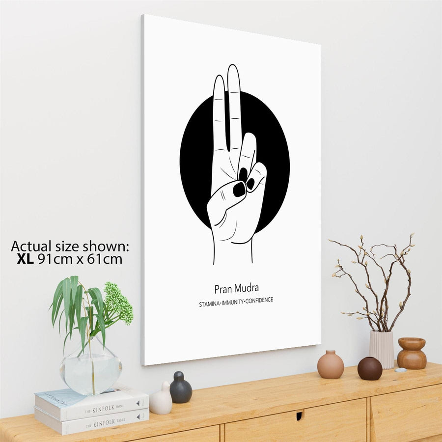 Hands - Pran Mudra Canvas Art Prints Black and White