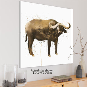 Water Buffalo Canvas Art Pictures - Brown