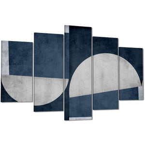 Abstract Navy Grey Watercolour Canvas Wall Art Print