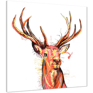 Stag Canvas Wall Art Print - Multi Coloured