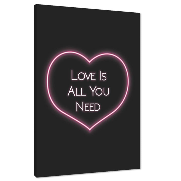 Love is All You Need Quote Word Art - Typography Canvas Print Pink Black - 1RP1511M