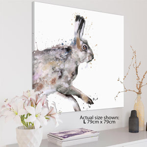 Hare Canvas Wall Art Picture - Grey