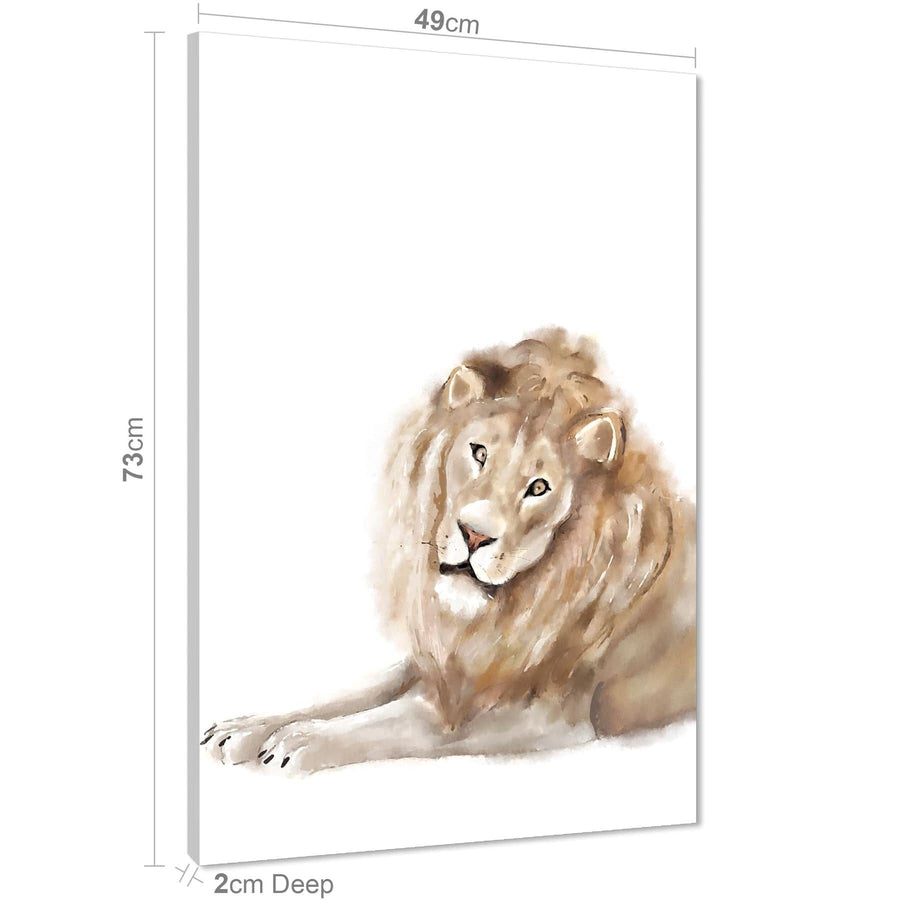 Lion Canvas Wall Art Print - Brown White