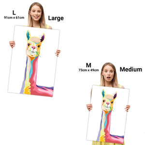 Happy Lama Canvas Art Pictures - Multi Coloured