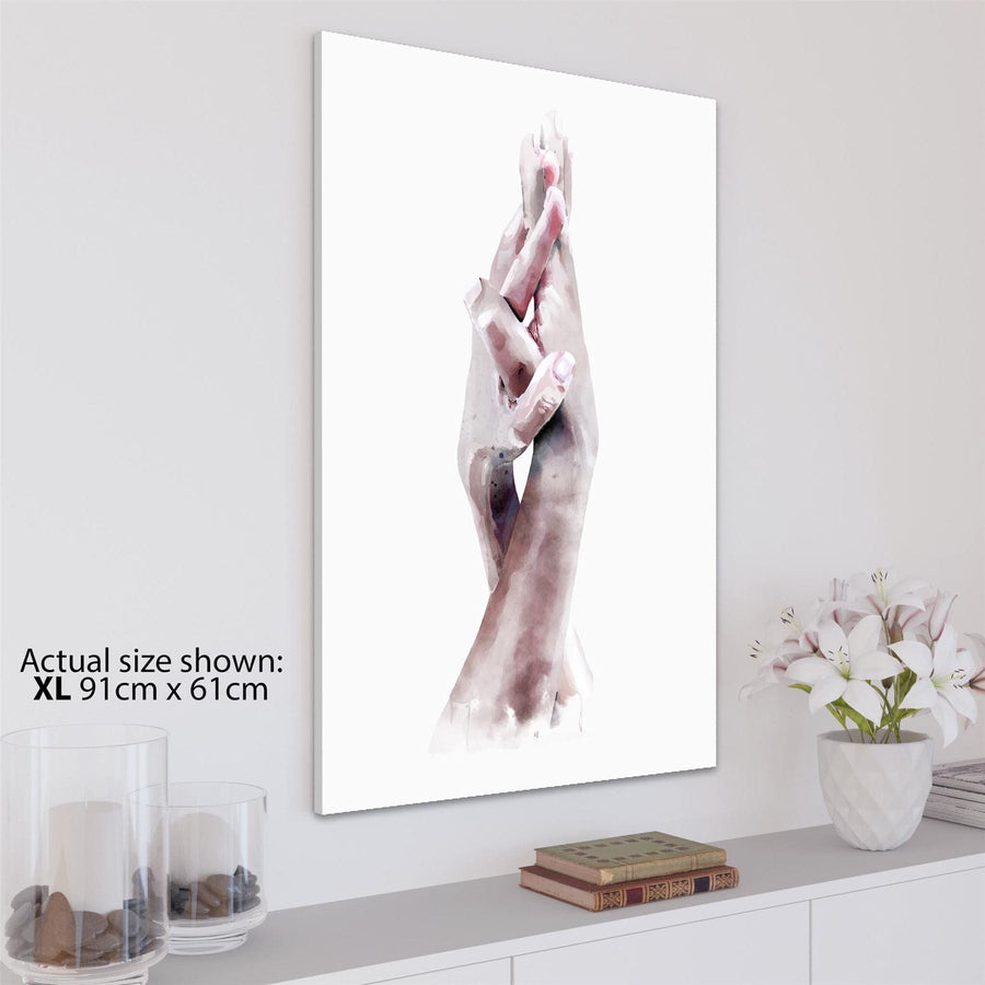 Blush Pink Figurative Loving Hands Peace Mindfulness Canvas Art Pictures