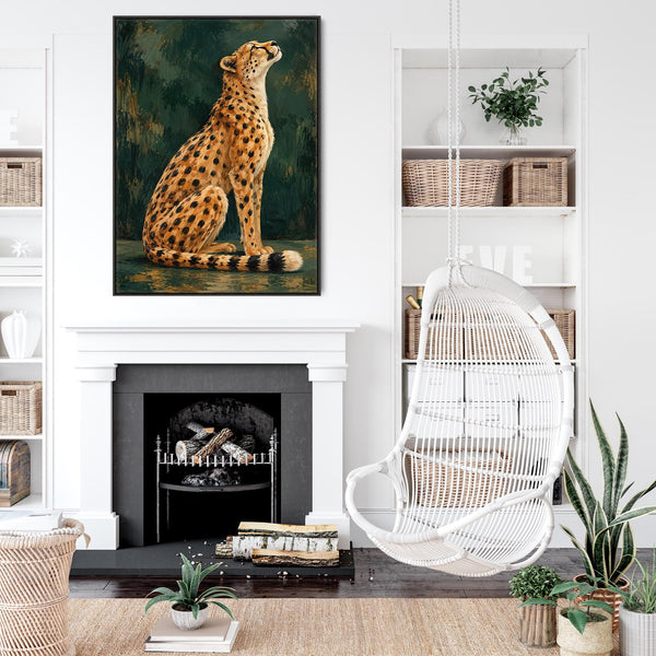 Cheetah Big Cat - Framed Canvas Wall Art - Lyra - Listening