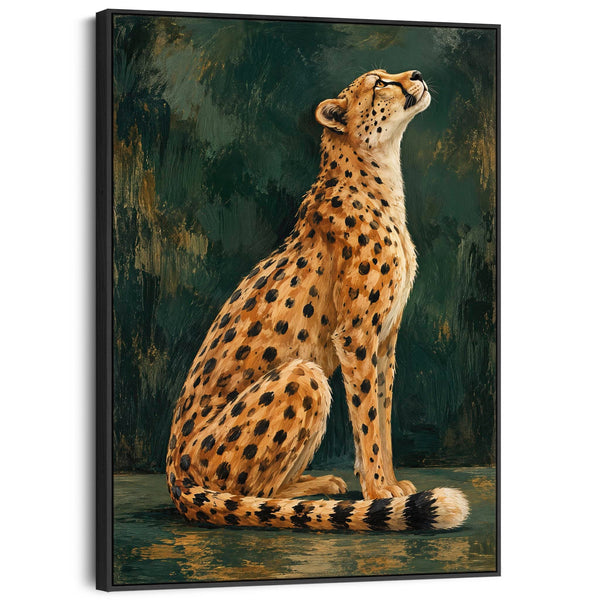 Cheetah Big Cat - Framed Canvas Wall Art - Lyra - Listening