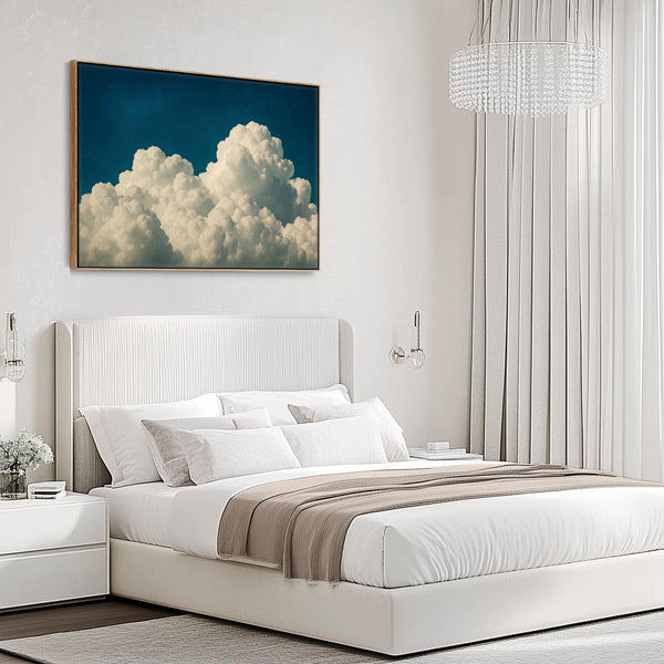 Blue White Abstract Artwork Framed Clouds Cumulus XXL
