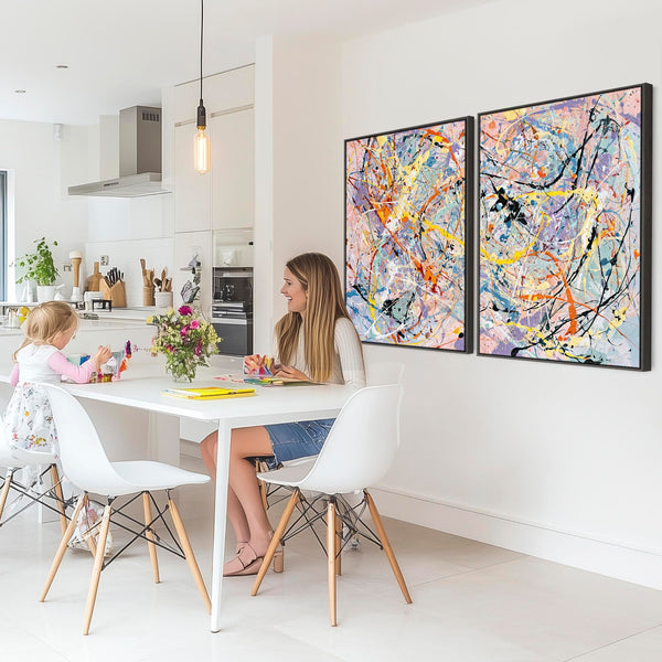 Colourful Abstract Art Splash - Kitchen Canvas Pictures Framed