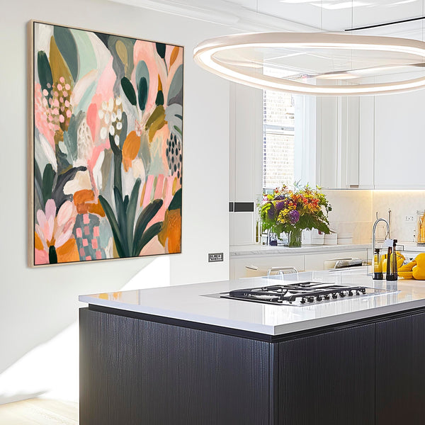 Colourful Kitchen Canvas Floral Wall Art - Frame Included