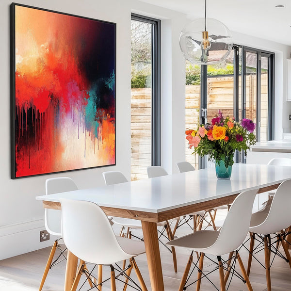 Multi-Coloured Unique Framed Canvas Art Colourful Cascade