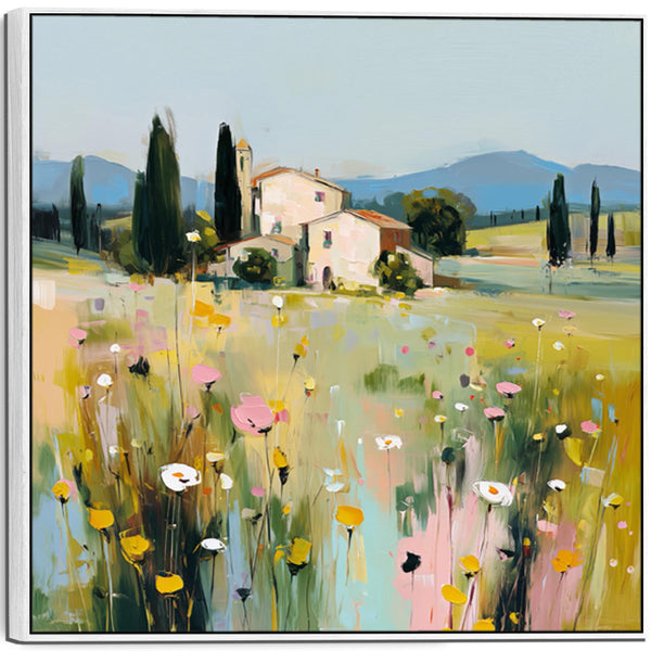 Colourful Italy Tuscany Landscape Framed Canvas Artwork Print