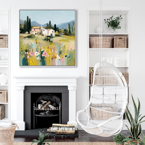 Colourful Landscape Italy Tuscany Framed Wall Art Print Canvas