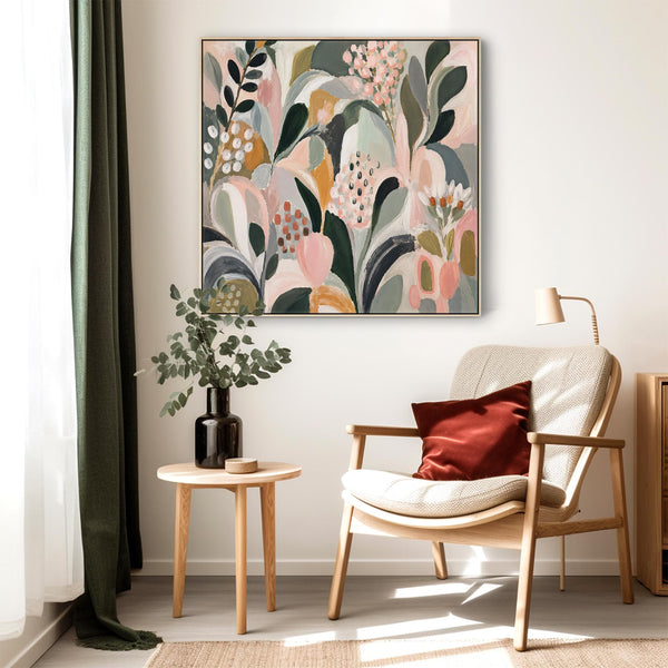 Living Room Framed Canvas Art - Colourful Lounge Artwork