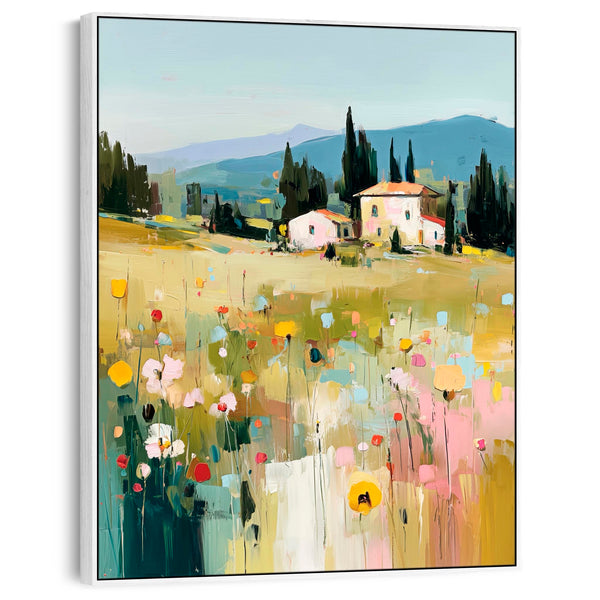 Colourful Tuscany Landscape 2 Framed Wall Art Canvas