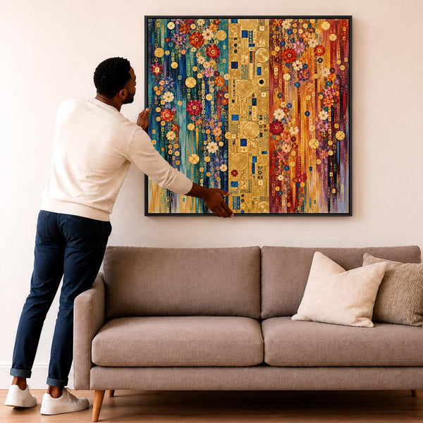 Colourful Unique Gustav Klimt inspired Framed Canvas Wall Art