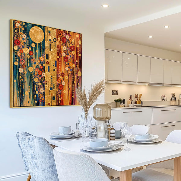 Colourful Vibrant Gustav Klimt inspired Framed Canvas Wall Art