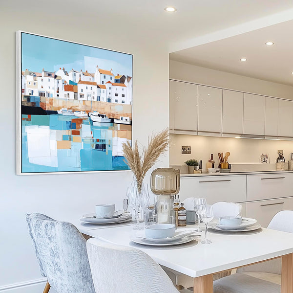 Blue White Canvas Prints Framed Cornish Seaside Memories 1