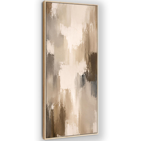 Tall Beige Brown Abstract Framed Canvas Picture - Umber Moods