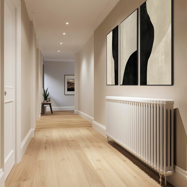 Set of 3 Framed Abstract Prints on Canvas Neutral Cream Black Trio Artwork