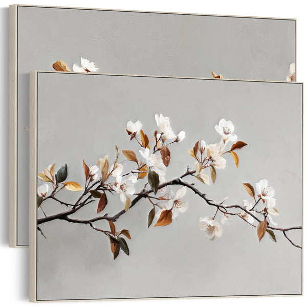Large Grey Cream Living Room Framed Pair Canvas for over Sofa