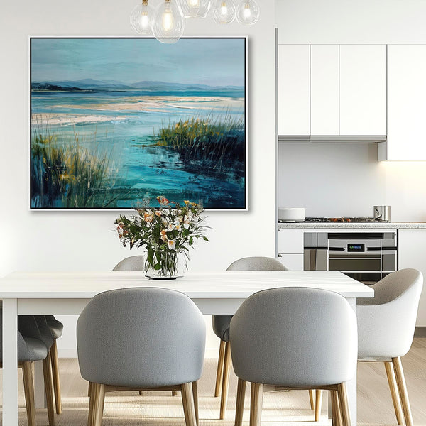 Extra Large Framed Irish Coastal Wall Art - Teal Blue Shores