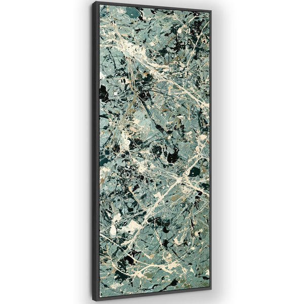 Tall Hallway Framed Wall Art - Green - Jackson Pollock Style