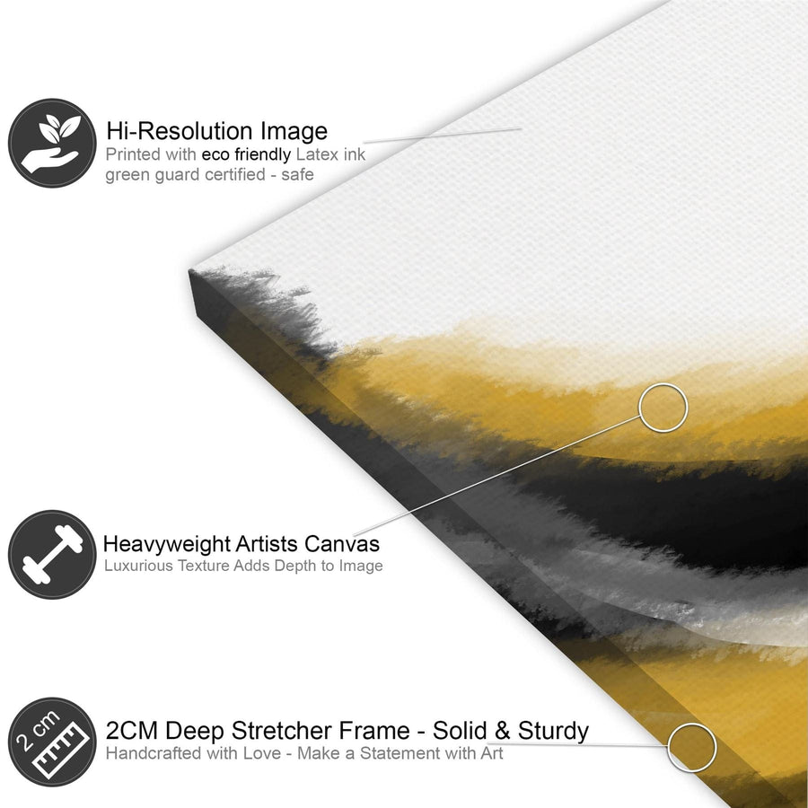 Abstract Mustard Yellow Black Design Canvas Wall Art Print