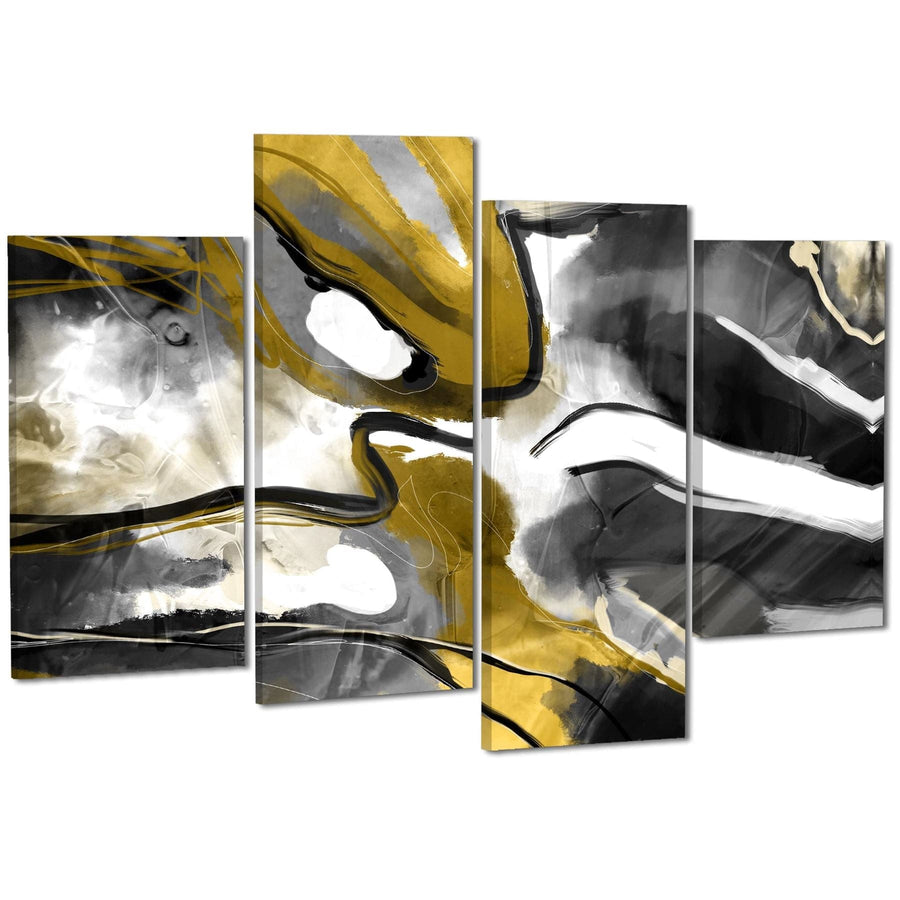 Abstract Black Yellow Illustration Framed Wall Art Picture