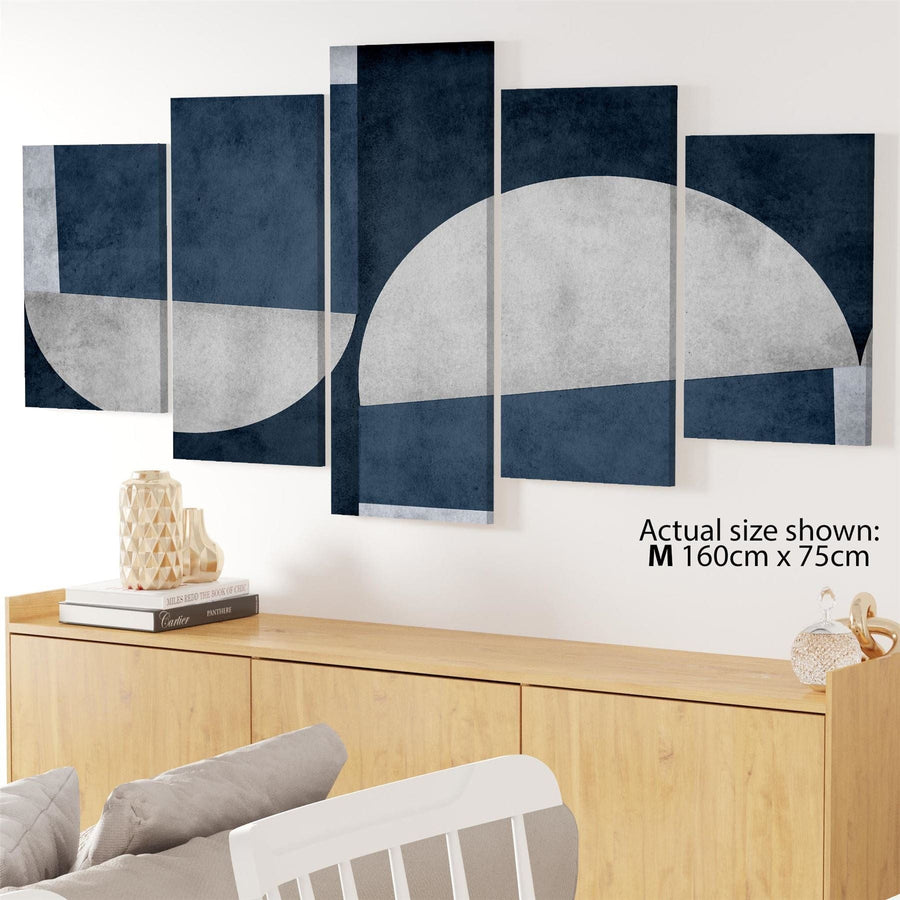 Abstract Navy Grey Watercolour Canvas Wall Art Print