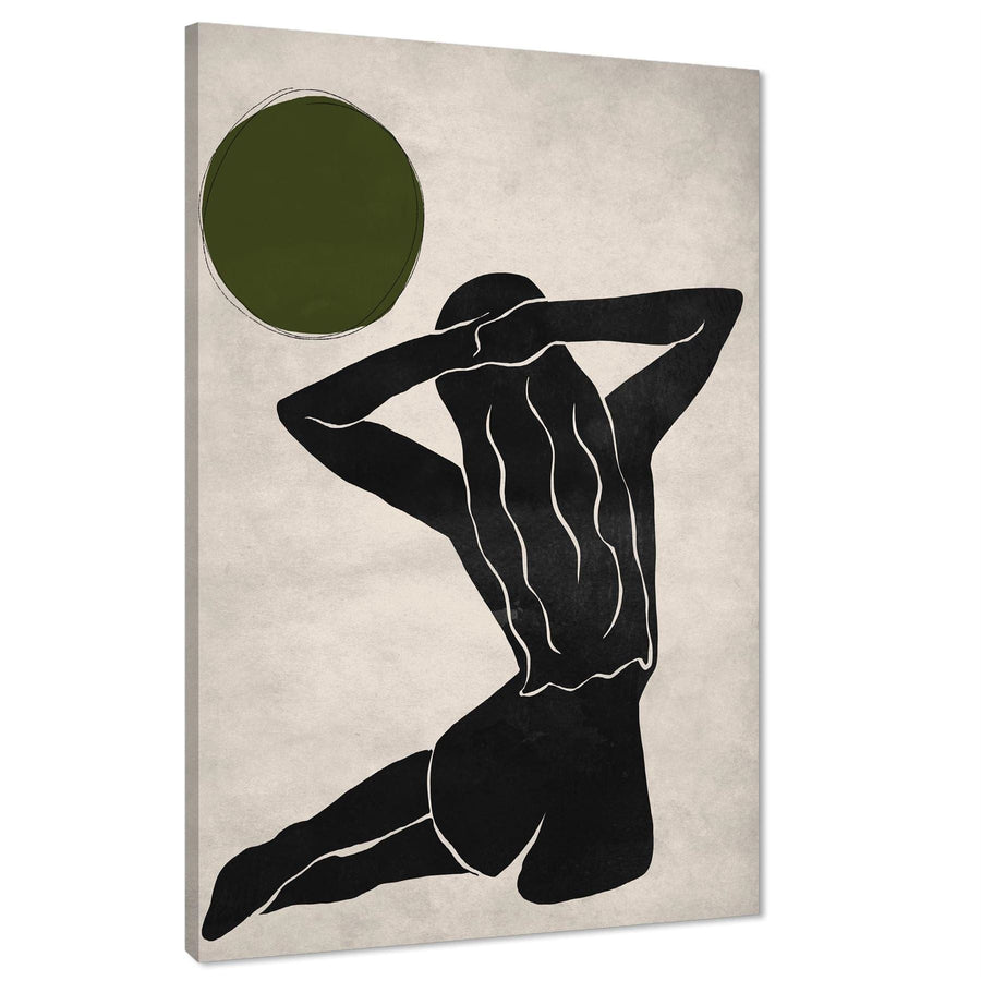Green Black Figurative Sun Goddess Canvas Art Pictures