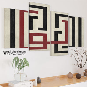 Abstract Red Black & White Graphic Canvas Art Prints