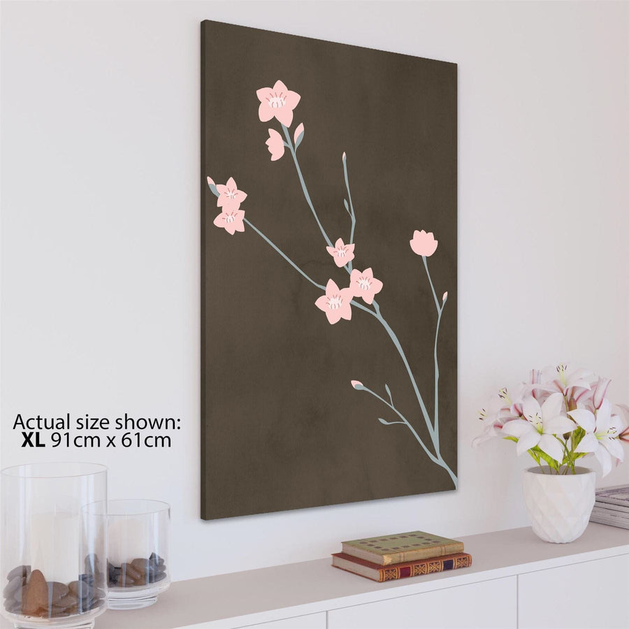 Pink Brown Cherry Blossom Floral Canvas Art Pictures