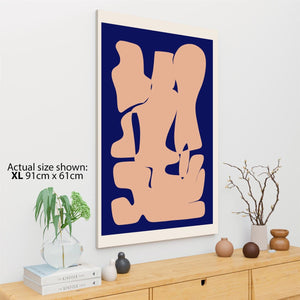 Abstract Coral Navy Blue Painting Canvas Art Prints