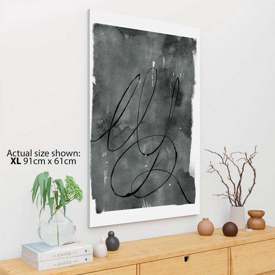 Abstract Grey Watercolour Brushstrokes Framed Art Prints