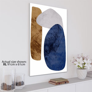 Abstract Navy Orange Grey Painting Canvas Wall Art Print