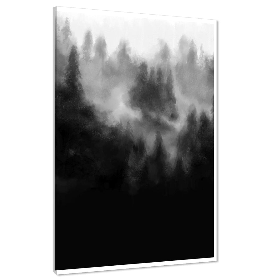 Abstract Black and White Misty Forest Background Canvas Art Prints