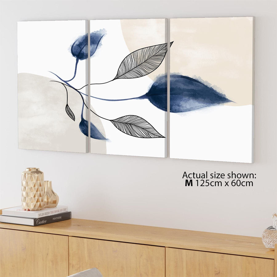 Blue Natural Leaves Floral Canvas Art Prints