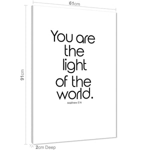 You Are the Light Quote Word Art - Typography Canvas Print Black and White