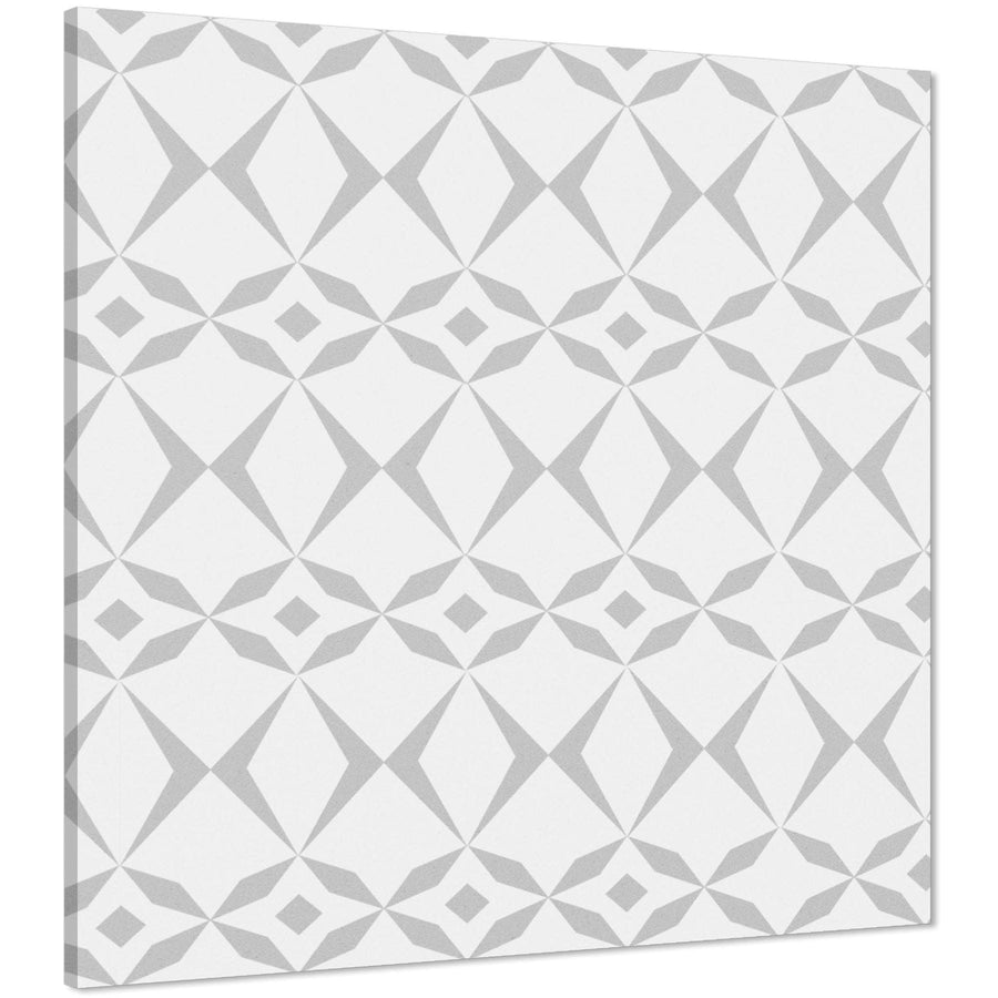 Grey White Geometric Illustration Canvas Wall Art Picture