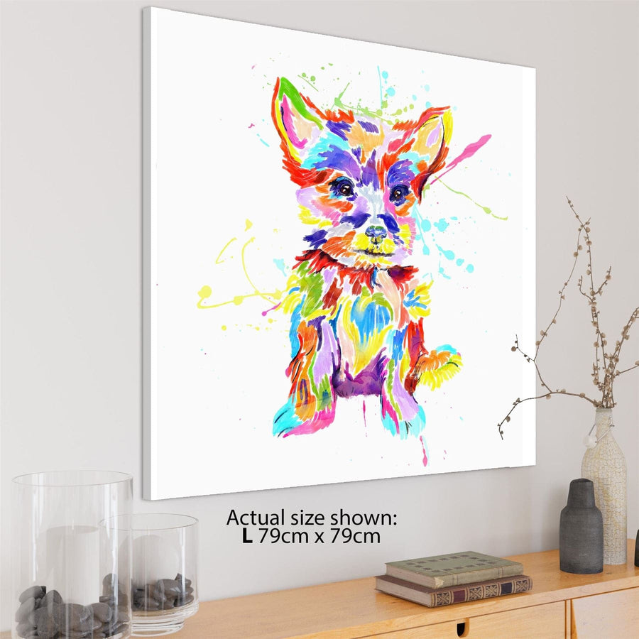 Yorkshire Terrier Pet Dog Canvas Wall Art Picture - Multi Coloured