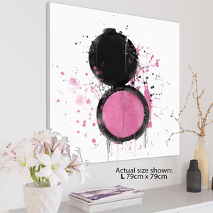 Black and White Pink Fashion Canvas Wall Art Print Make-up Compact