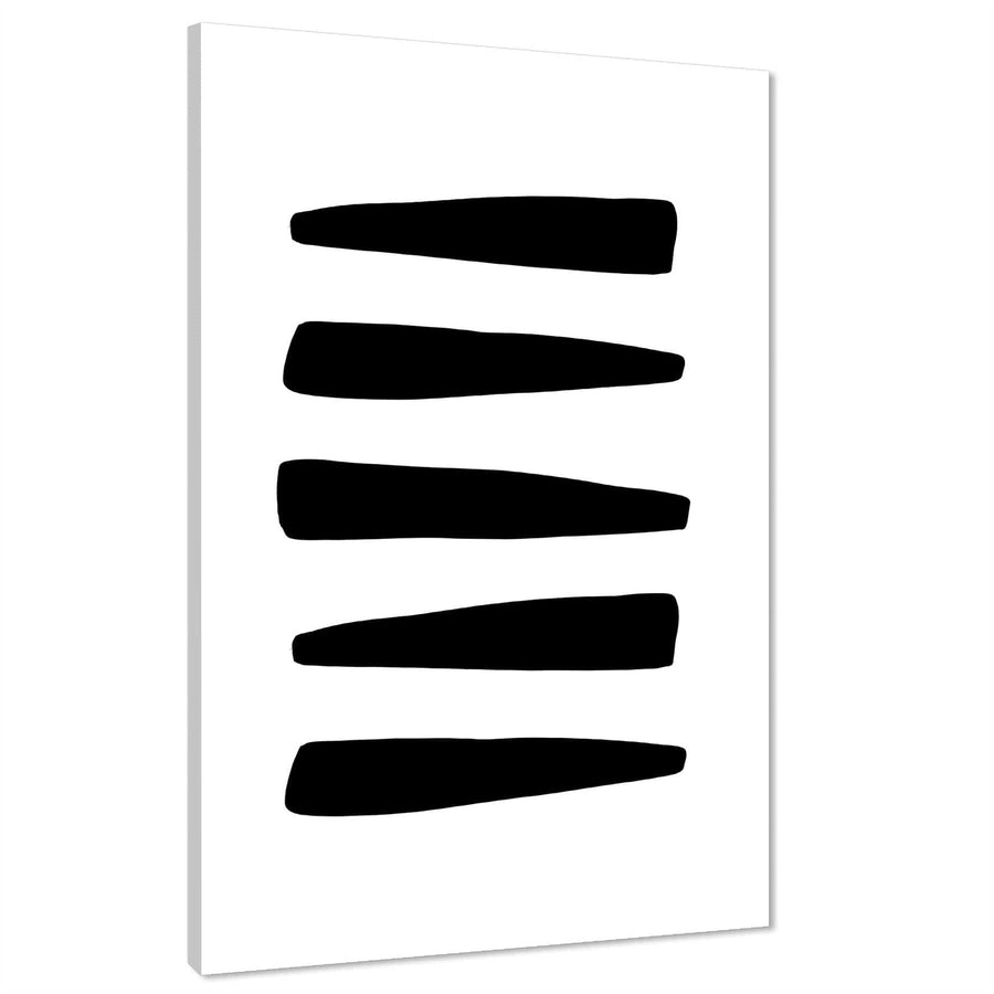 Abstract Black and White Bars Brushstrokes Canvas Art Pictures
