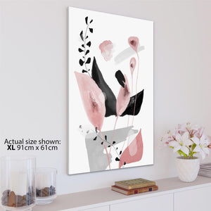 Pink Black Flower Floral Canvas Art Prints